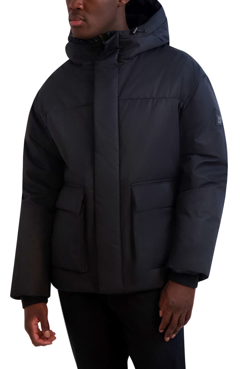 KARL LAGERFELD Hooded Puffer Jacket, Alternate, color, Black