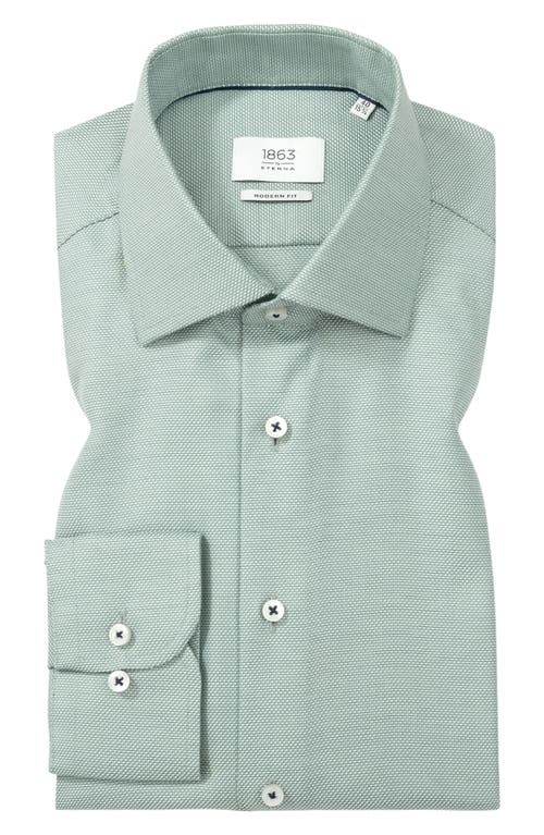1863 By Eterna Modern Fit Micropattern Non-iron Cotton Dobby Dress Shirt In Green