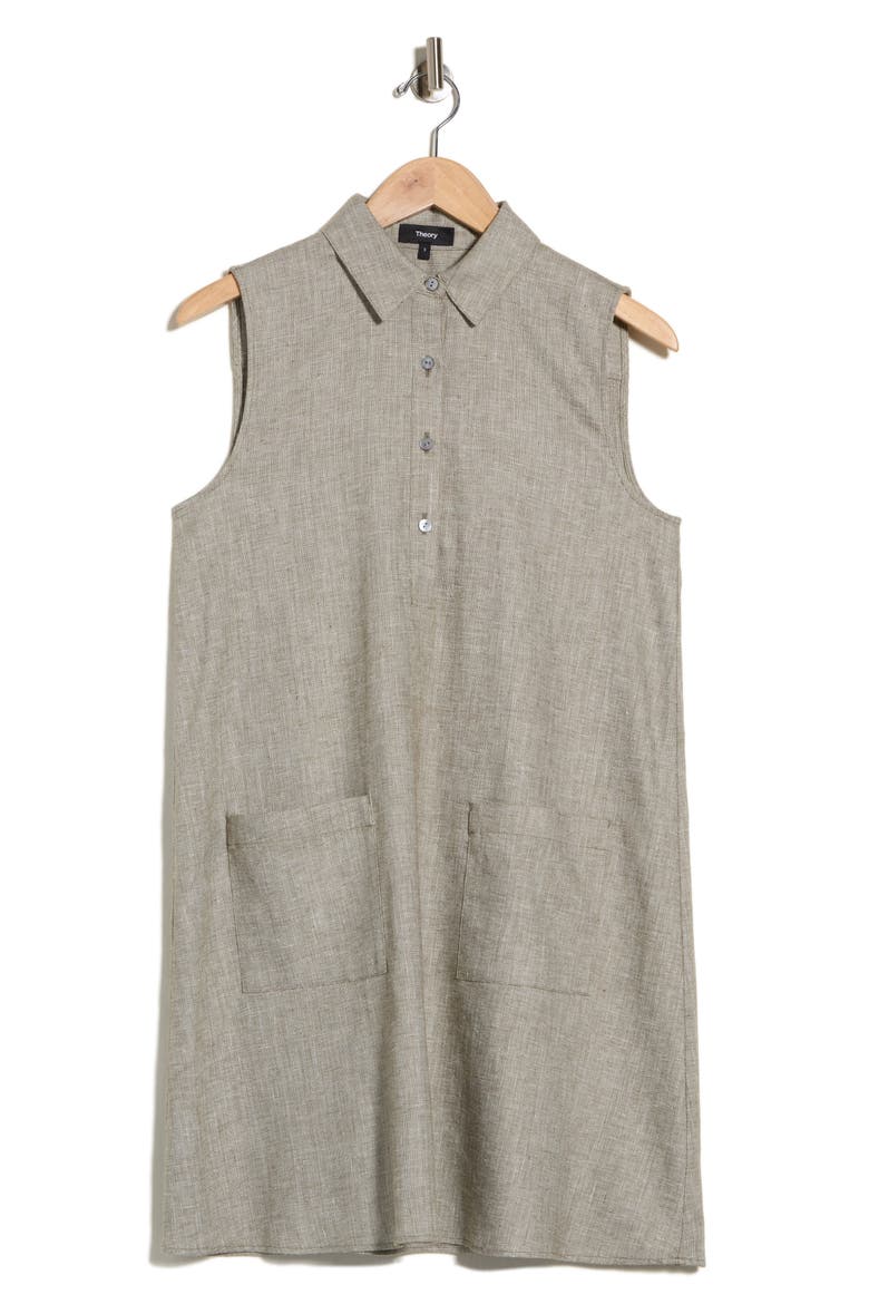 Linen Blend Shirtdress, Alternate, color, KALAMATA