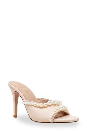 Chase & Chloe Chase And Chloe Faux Pearl Embellished Sandal In Beige