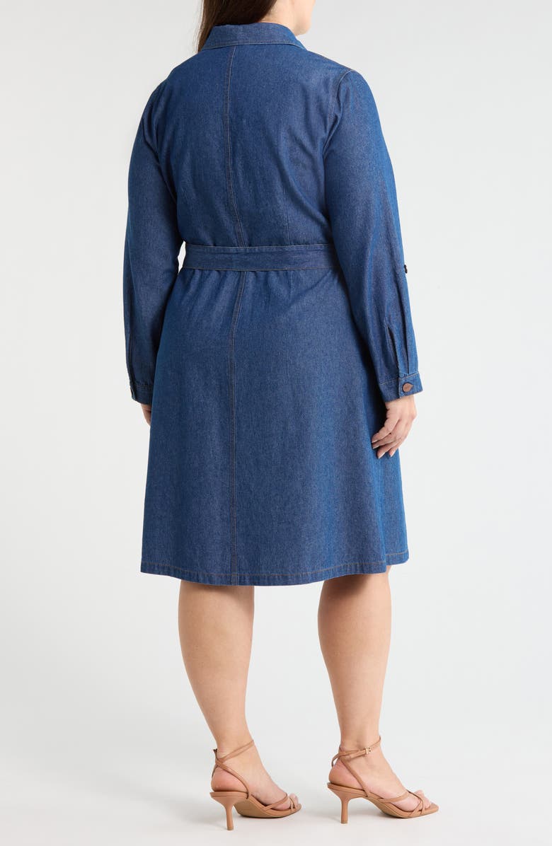Jones New York Denim Tie Waist Midi Shirtdress, Alternate, color, Aries Wash