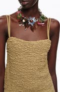 Bimba y Lola Flowers Necklace with Chain and Silver Pearls