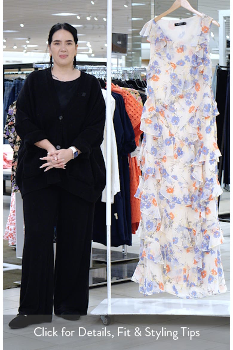 Floral Ruffle Detail Georgette Gown video