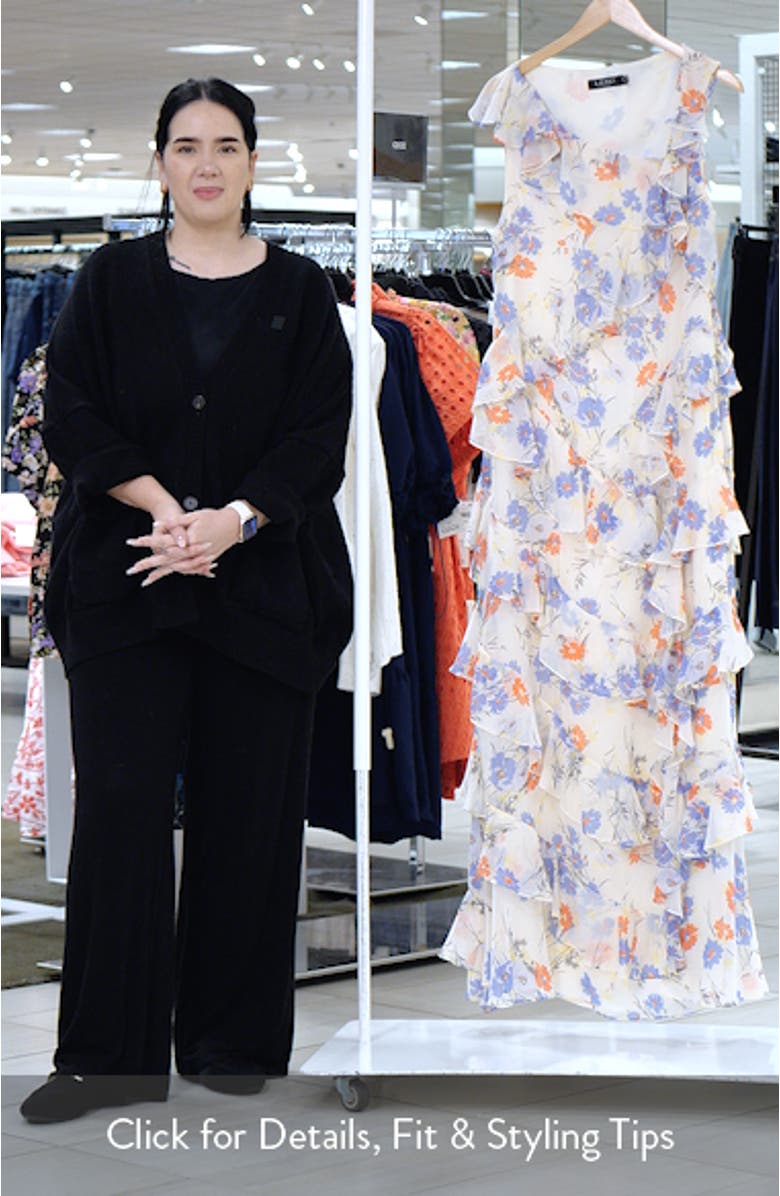 Floral Ruffle Detail Georgette Gown, sales video thumbnail