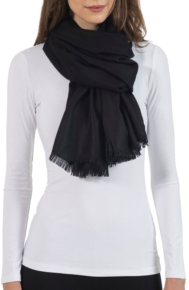 Amicale Solid Pashmina Scarf, Main, color, Black