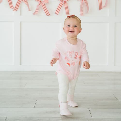 Sweet Wink Christmas Fun Long Sleeve Romper In Pink