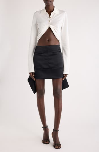 Courrèges Twist Crop Cotton Piqué Polo | Nordstrom