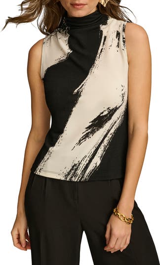 【本日特価】 Donna Karan New York Abstract Print Sleeveless Funnel Neck ジャケット・アウター