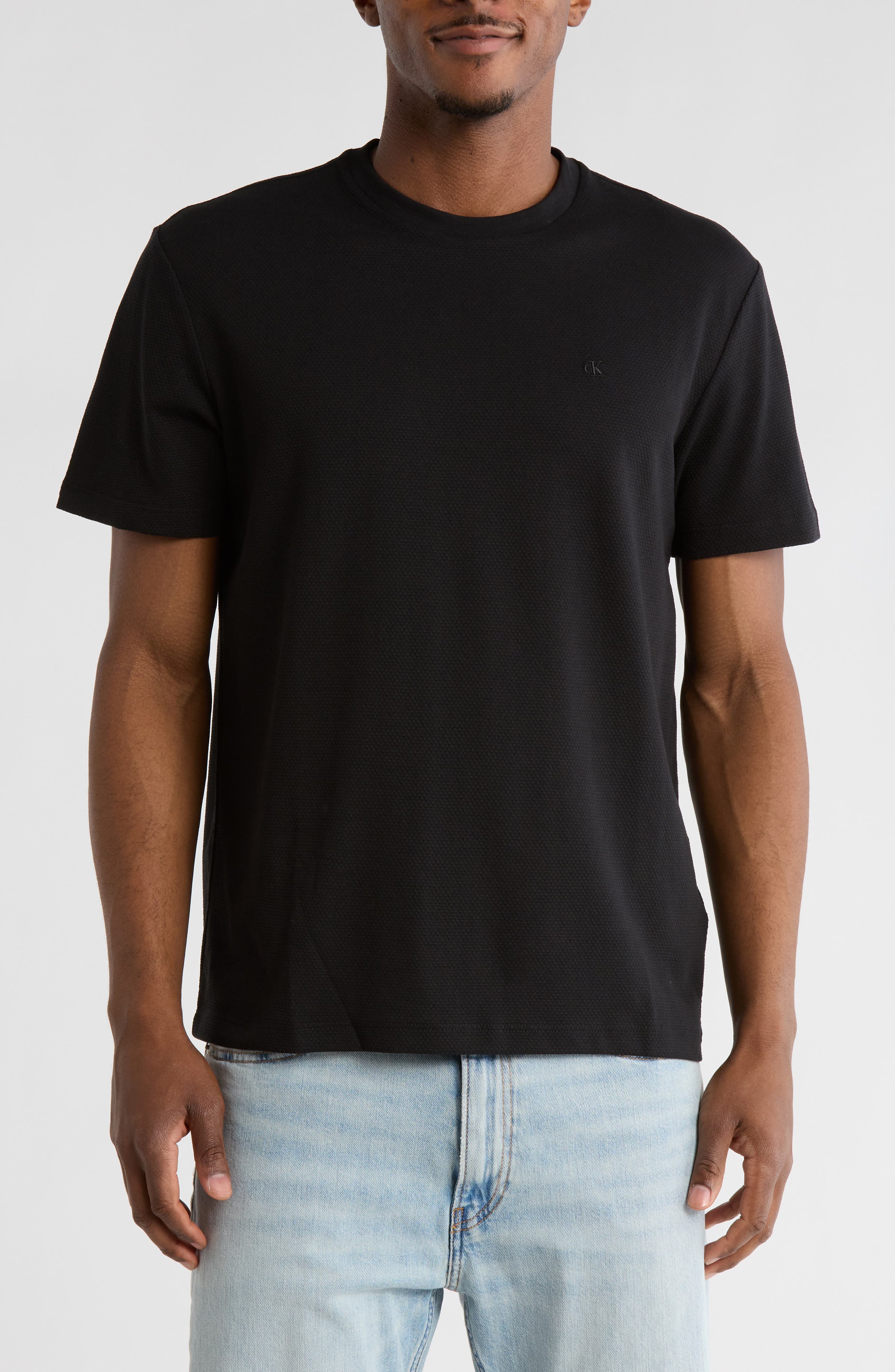 Calvin Klein Popcorn Pique Cotton Blend T-Shirt