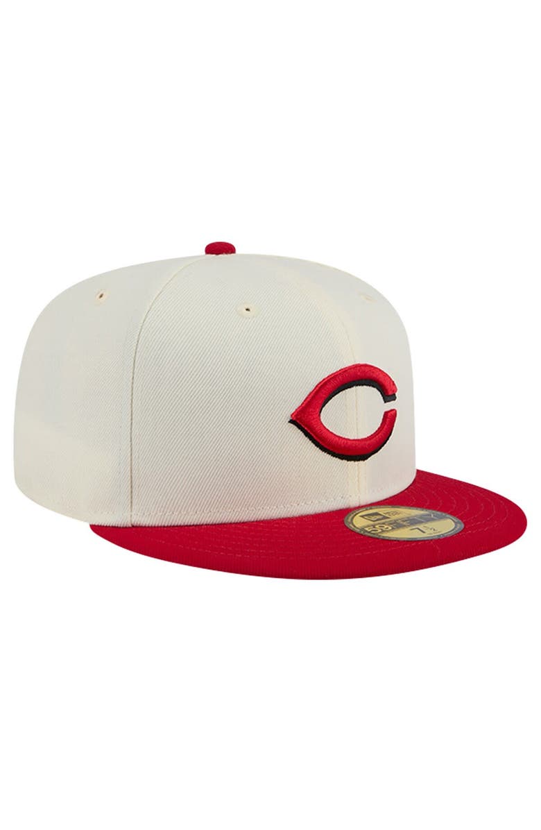 New Era Men's New Era White Cincinnati Reds Evergreen Chrome 59FIFTY Fitted Hat, Alternate, color, 