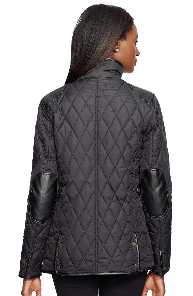 Lauren Ralph Lauren Faux Leather Trim Quilted Jacket, Alternate, color, 
