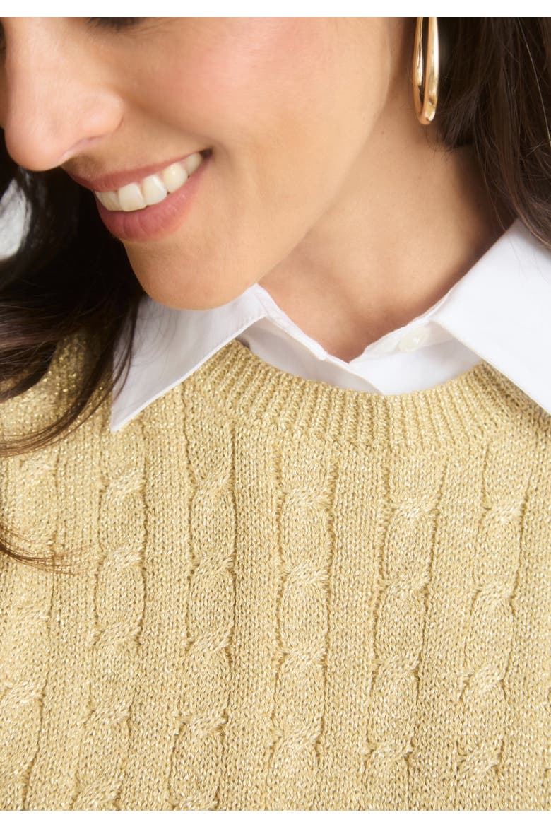 Cable Crewneck Sweater, Alternate, color, DEEP ORCHID