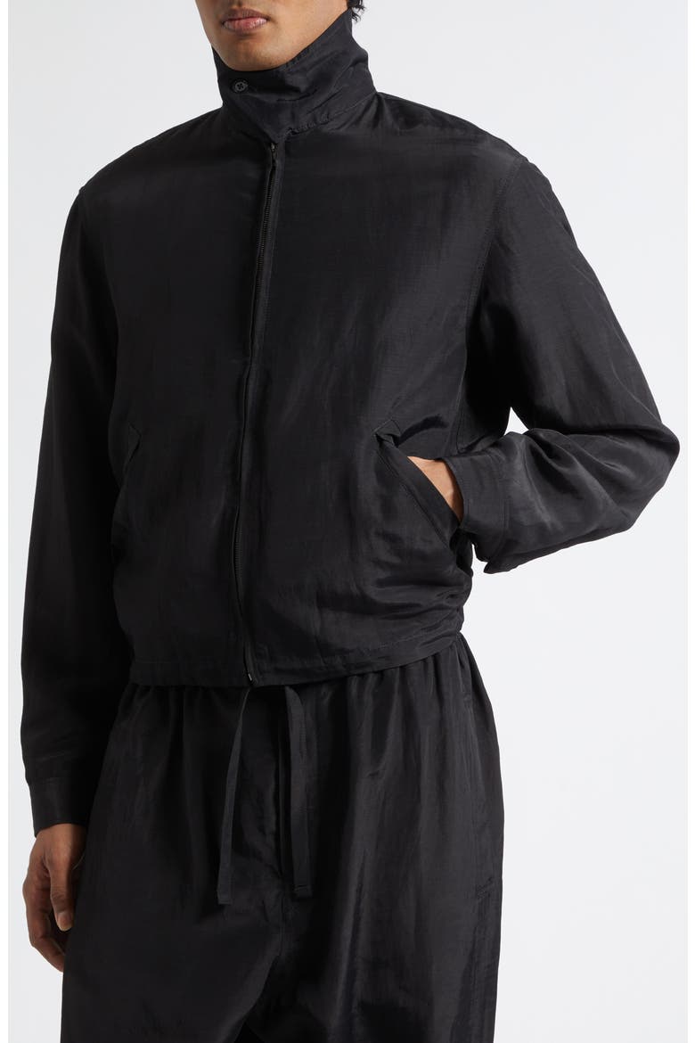 Short Linen Blend Zip Jacket, Alternate, color, BLACK