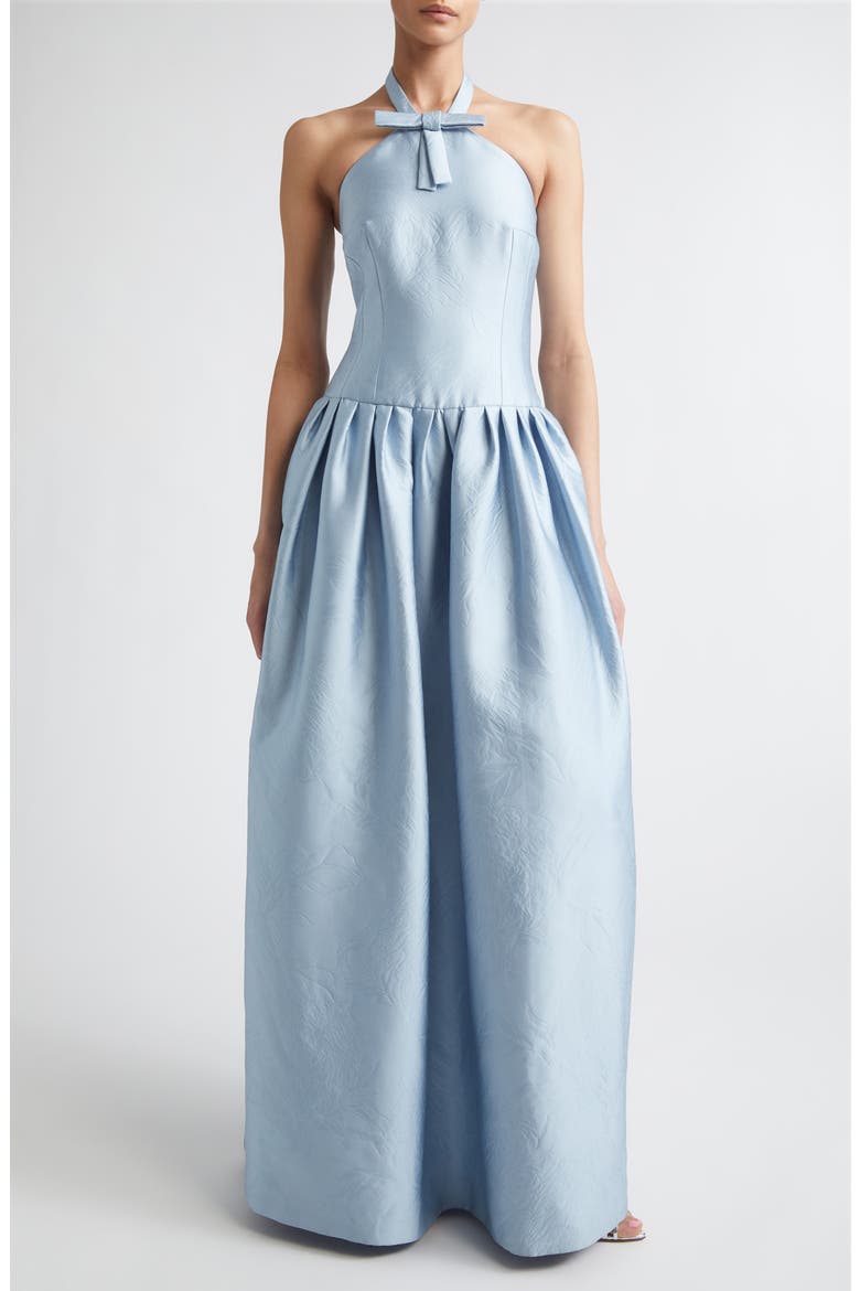 Sweeny Halter Silk Blend Cloqu Gown, Main, color, ICY BLUE