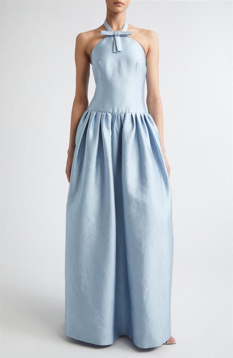 Sweeny Halter Silk Blend Cloqu Gown