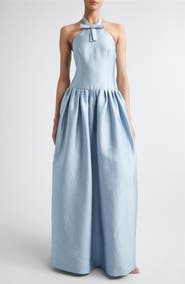 Emilia Wickstead Sweeny Halter Silk Blend Cloqu Gown