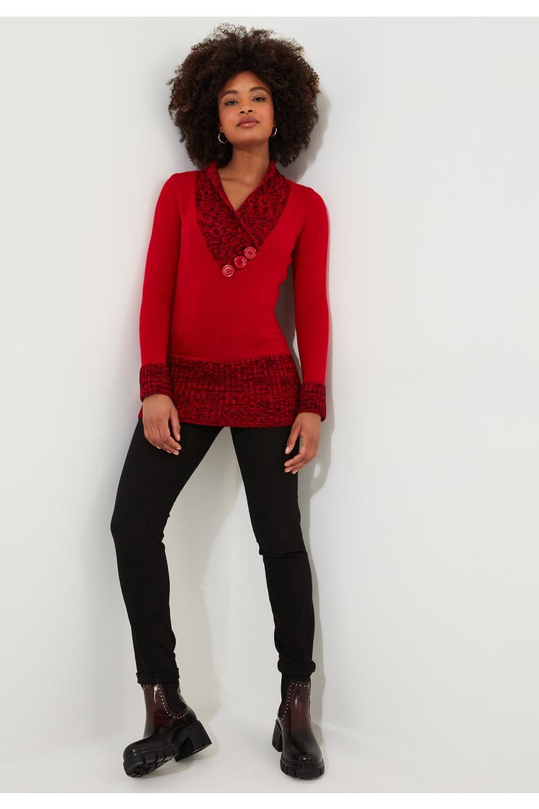 Button Cable Sweater, Alternate, color, CLASSIC RED