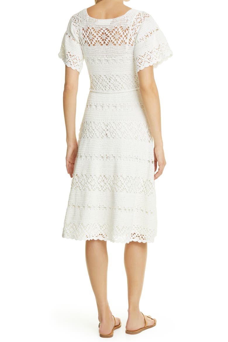 Cassia Crochet Midi Dress, Alternate, color, IVORY