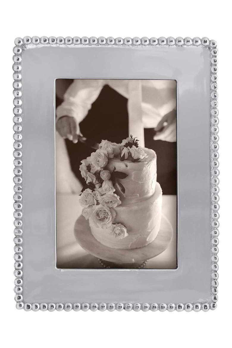 Beaded Recycled Aluminum Picture Frame, Main, color, SILVER