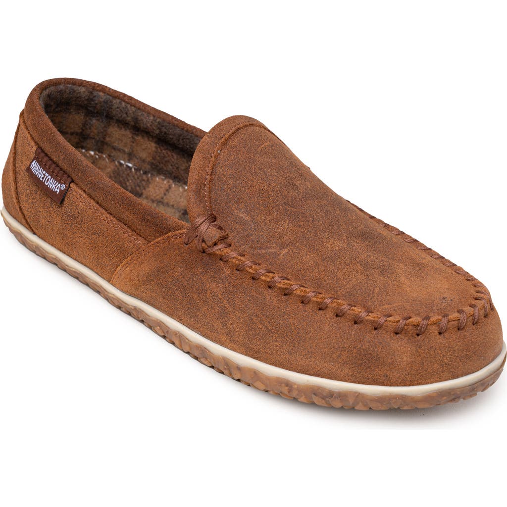 Minnetonka Tilden Moccasin Slipper In Brown