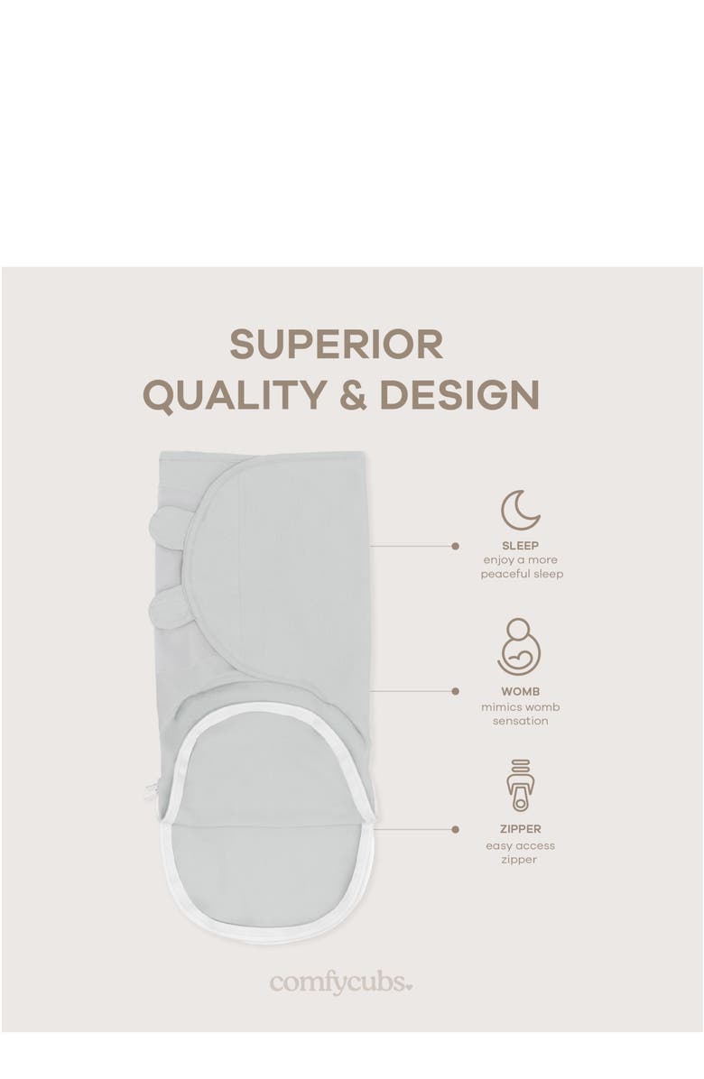 Comfy Cubs Easy Swaddle Blankets with Zipper, Alternate, color, Stone, Sage, Azul