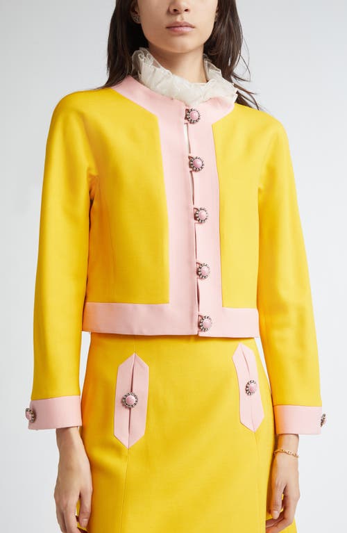 Valentino Bi-color Crystal Crepe Crop Jacket In Pale Rose