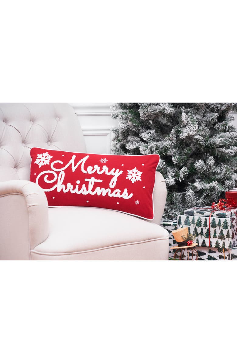 C&F Home Red & White Christmas Embroidered Accent Pillow, 12" x 24", Alternate, color, Red