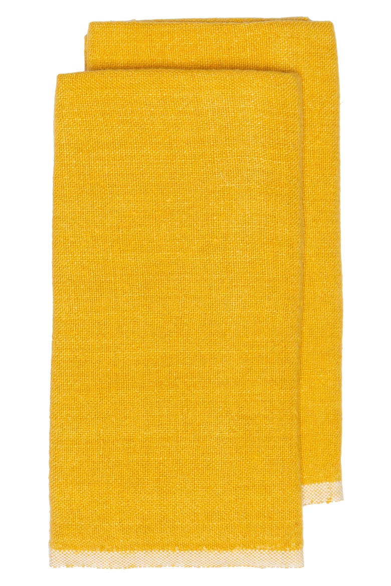 Chunky Linen Towels - Set of 2, Main, color, MUSTARD