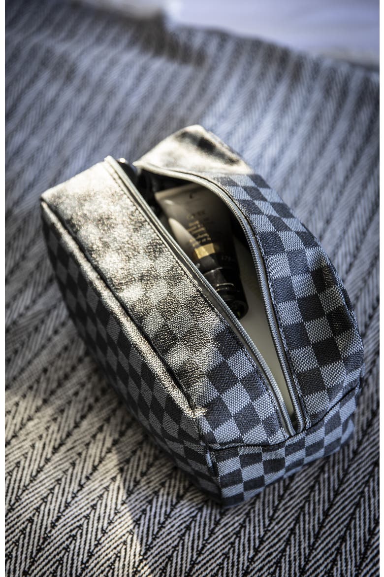 Checkered Toiletry Bag, Alternate, color, Black and Grey