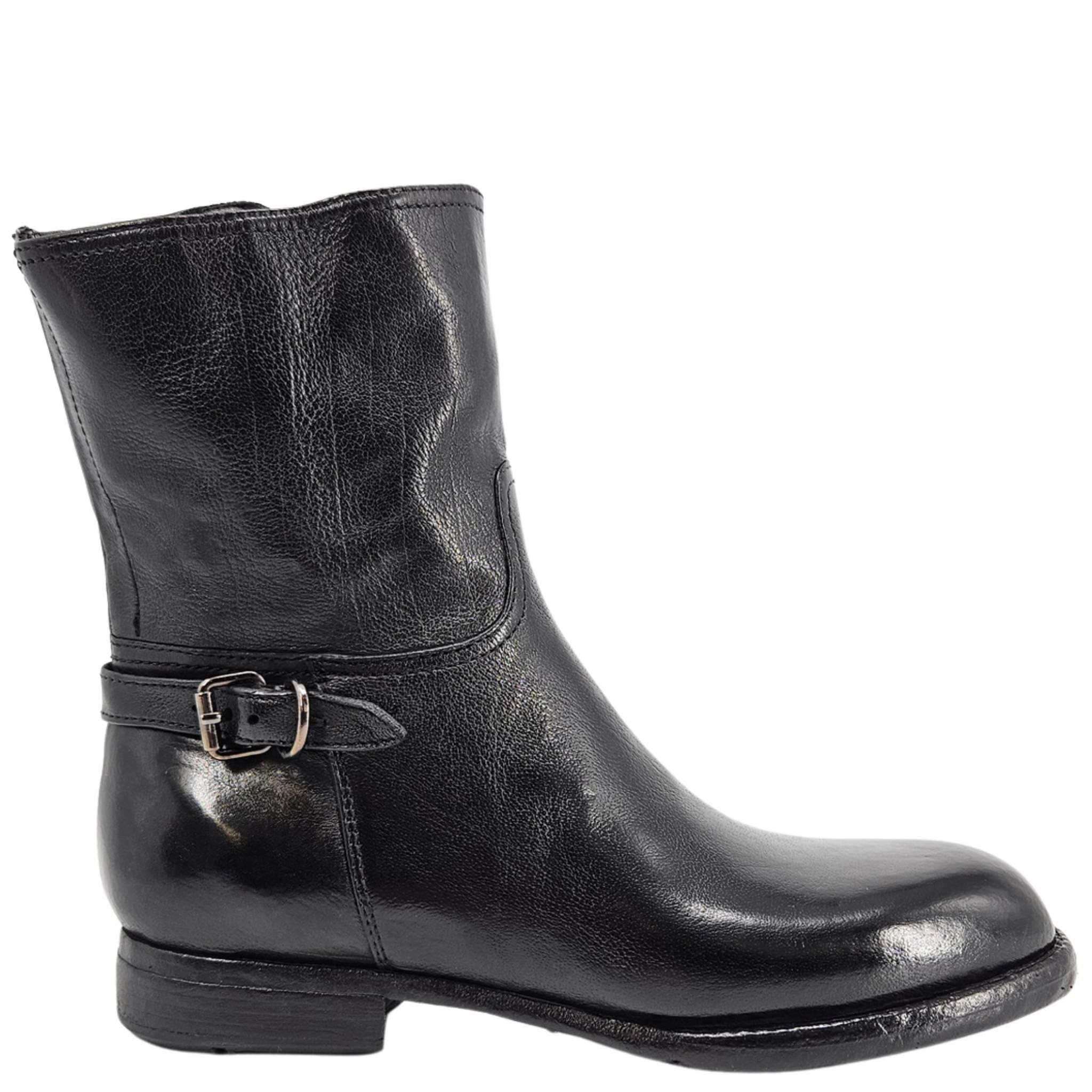 Leather Side Zip Mid Calf Boot, Main, color, Navy