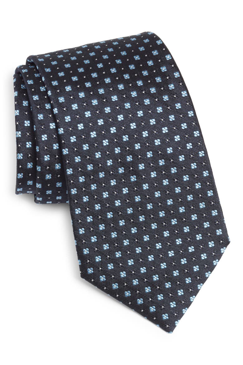 Floral Silk Tie, Main, color, NAVY