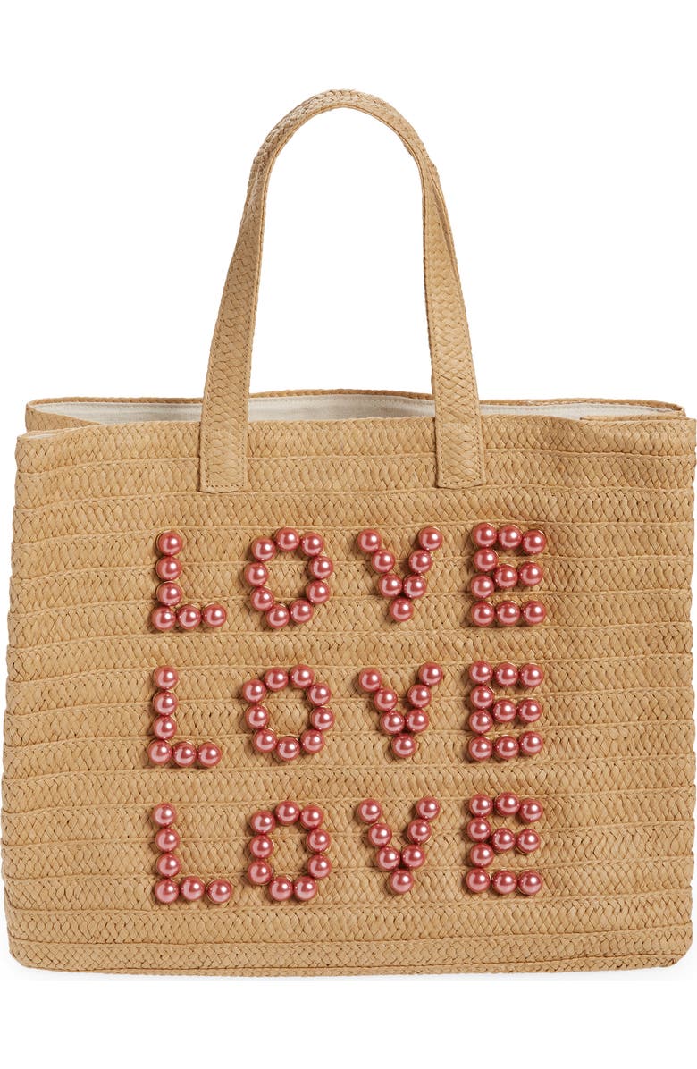 BTB Los Angeles Three Times the Love Straw Tote, Main, color,