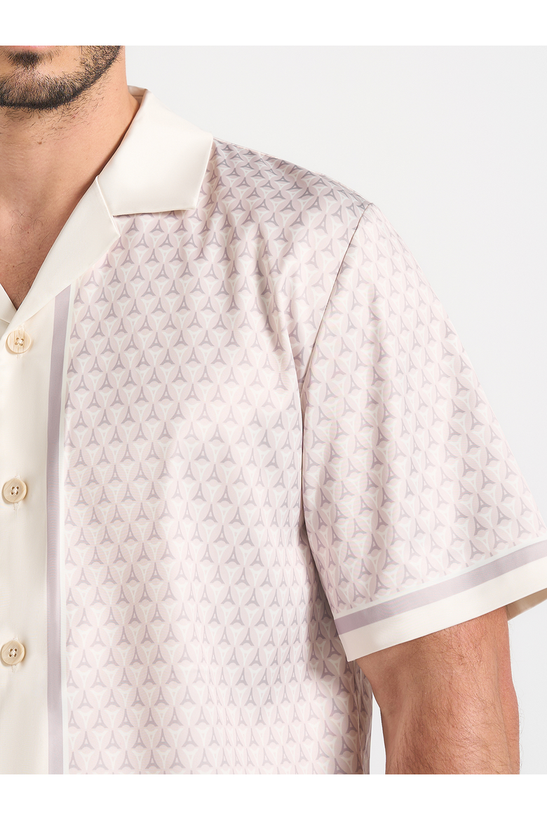 Idriss Eiffel Monogram Resort Shirt, Alternate, color, Cream