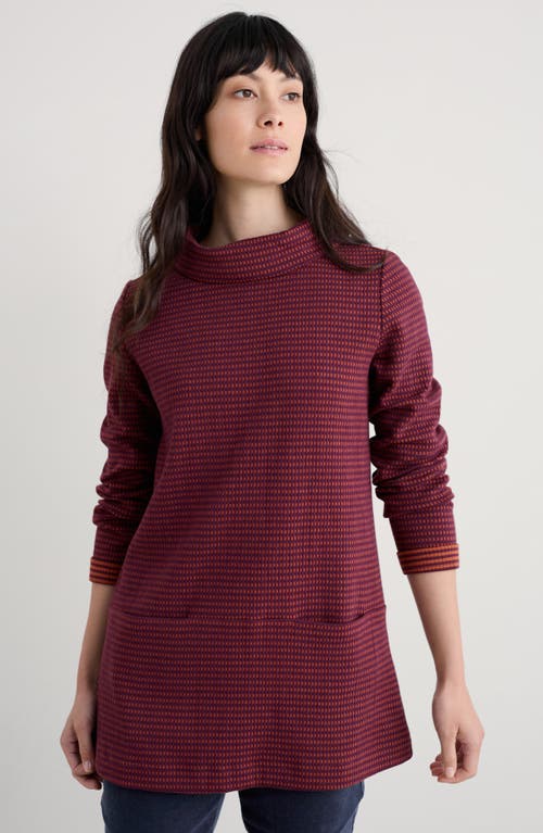 Seasalt Cornwall Mawgan Turtleneck Organic Cotton Tunic Top In Burgundy