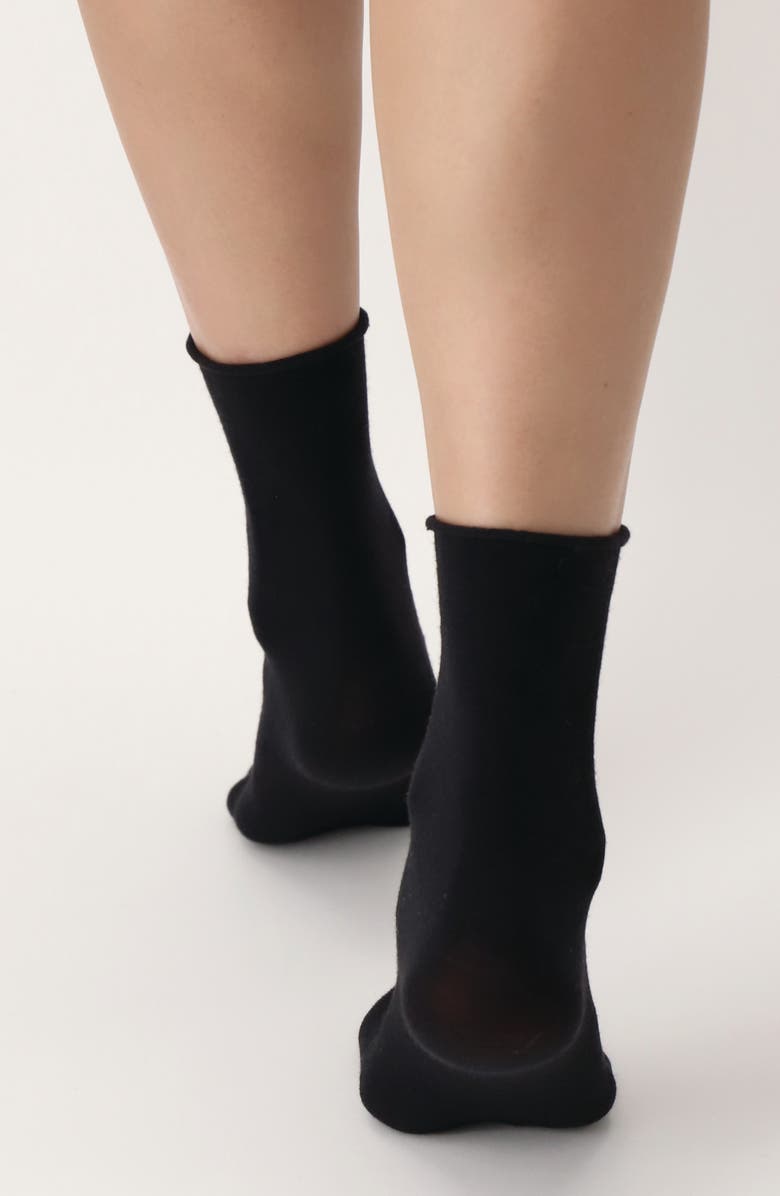 Oroblu Nives Wool Blend Crew Socks, Alternate, color, Black