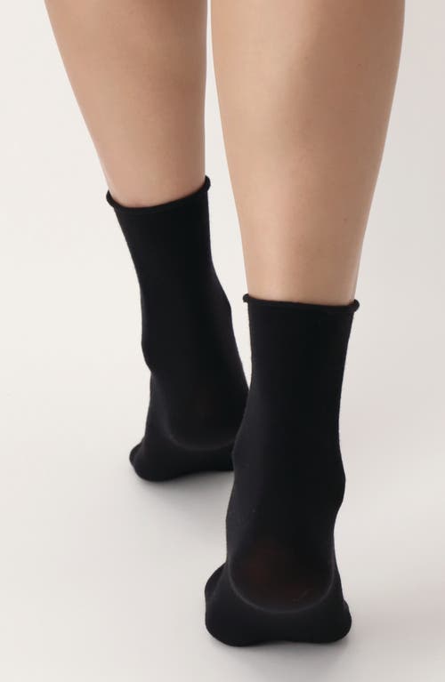 Oroblu Nives Wool Blend Crew Socks In Black