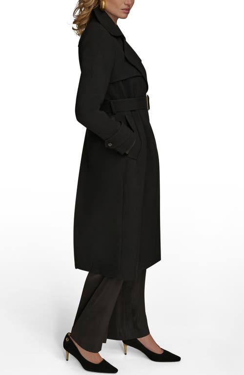 Donna Karan New York Belted Long Raincoat In Black
