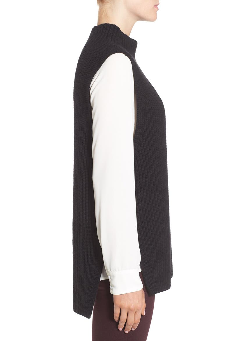 Funnel Neck Sleeveless Sweater, Alternate, color, BLACK