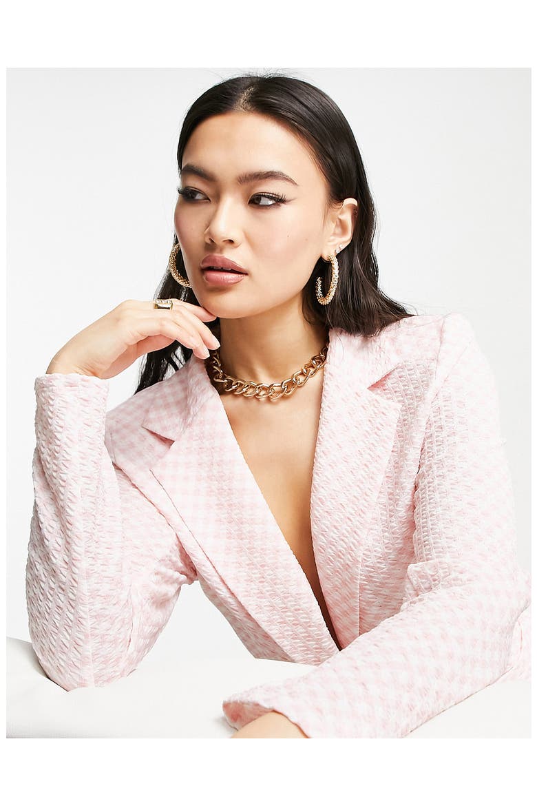 Gingham Blazer, Alternate, color, LIGHT PINK