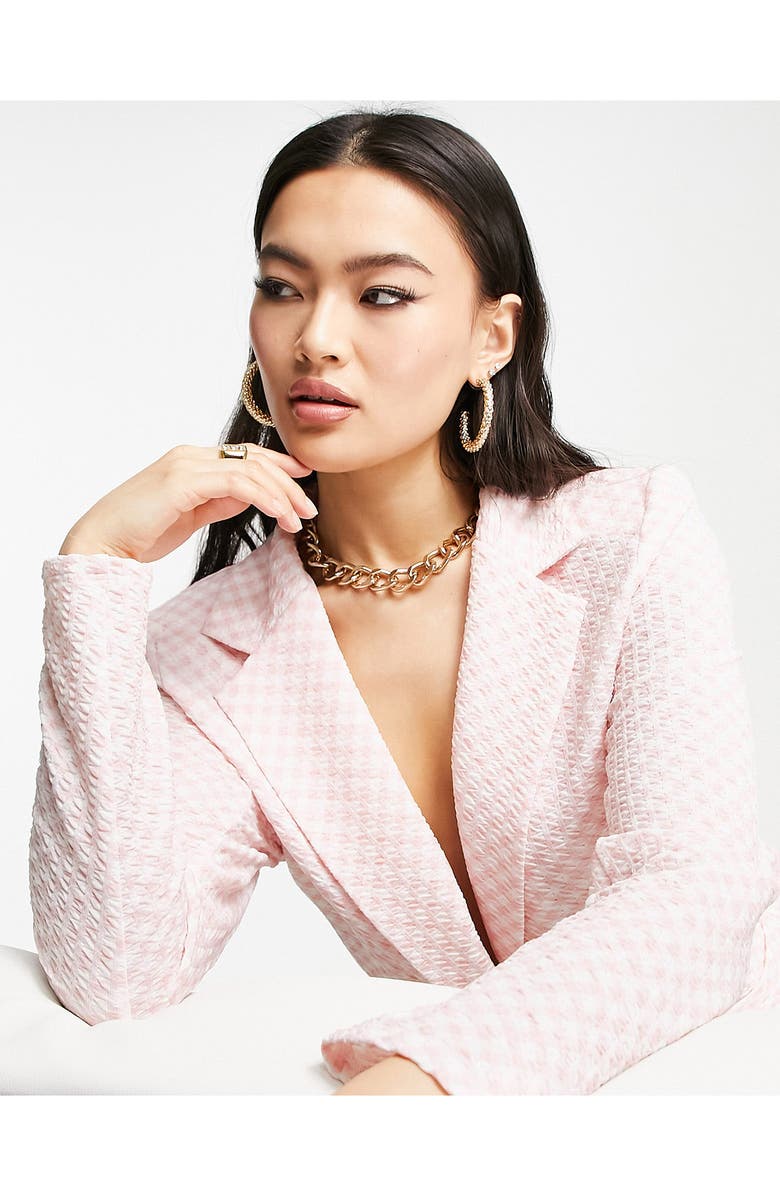 ASOS DESIGN Gingham Blazer, Alternate, color,