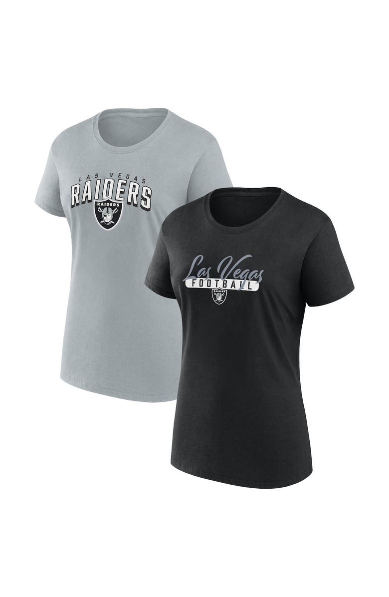 FANATICS Women's Fanatics Branded  Black/Gray Las Vegas Raiders Fan T-Shirt Combo Set, Main, color, 
