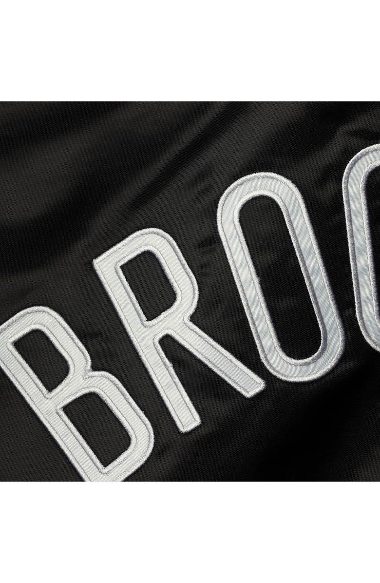 STARTER Men's Starter Black/Gray Brooklyn Nets NBA 75th Anniversary Full-Snap Varsity Hoodie Jacket, Alternate, color, 