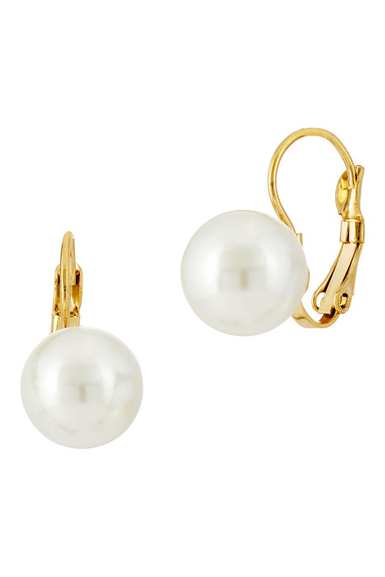 Mother of Pearl Leverback Earrings, Main, color, YELLOW