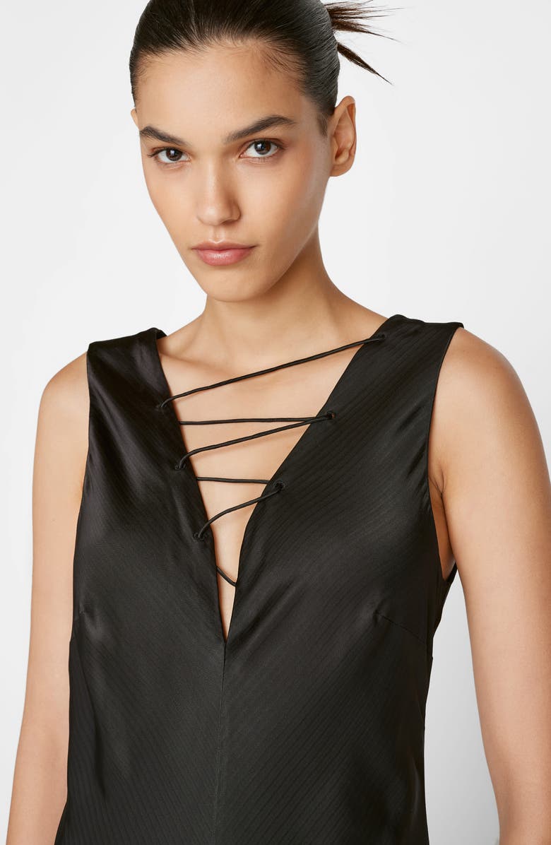 FRAME Lace Front Satin Maxi Dress, Alternate, color, 