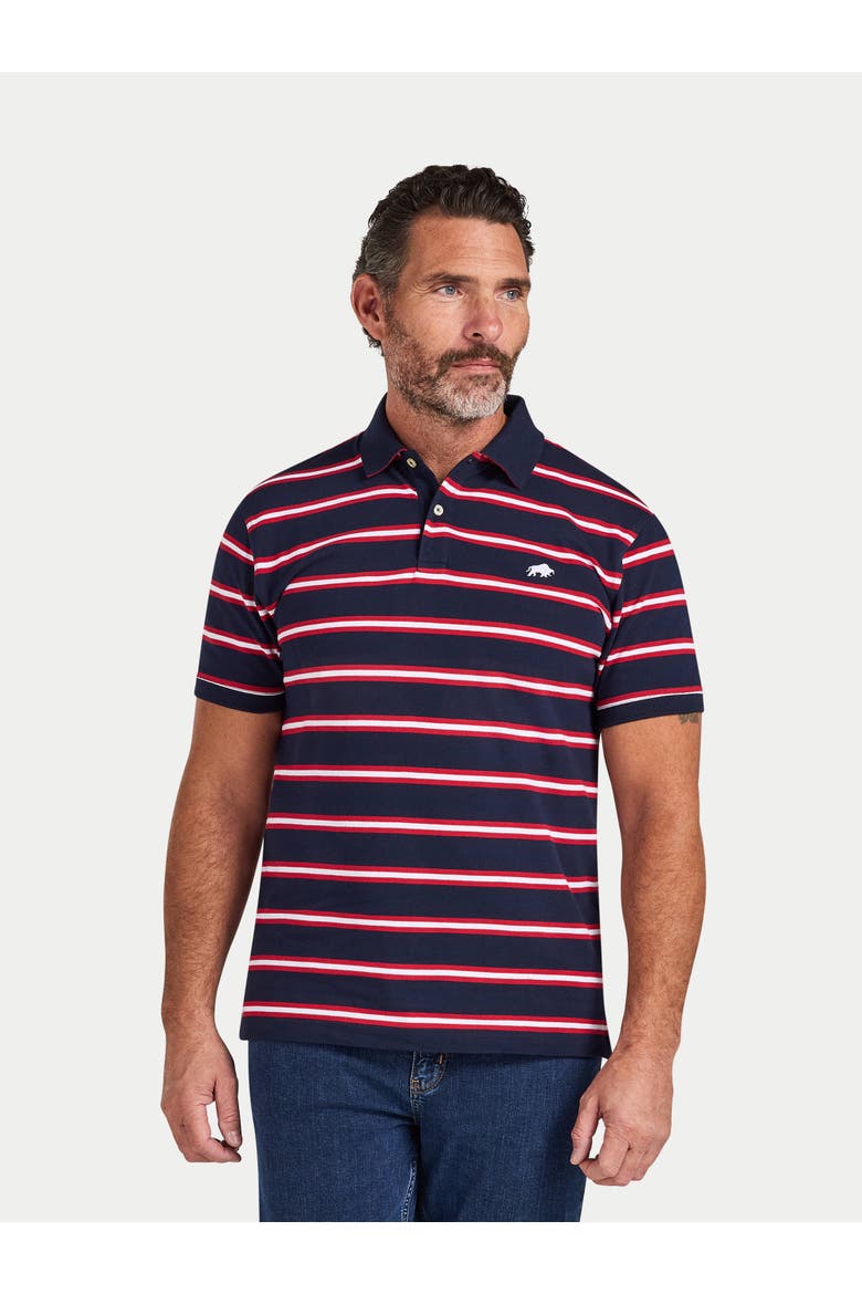 Triple Stripe Pique Polo Shirt, Main, color, Red