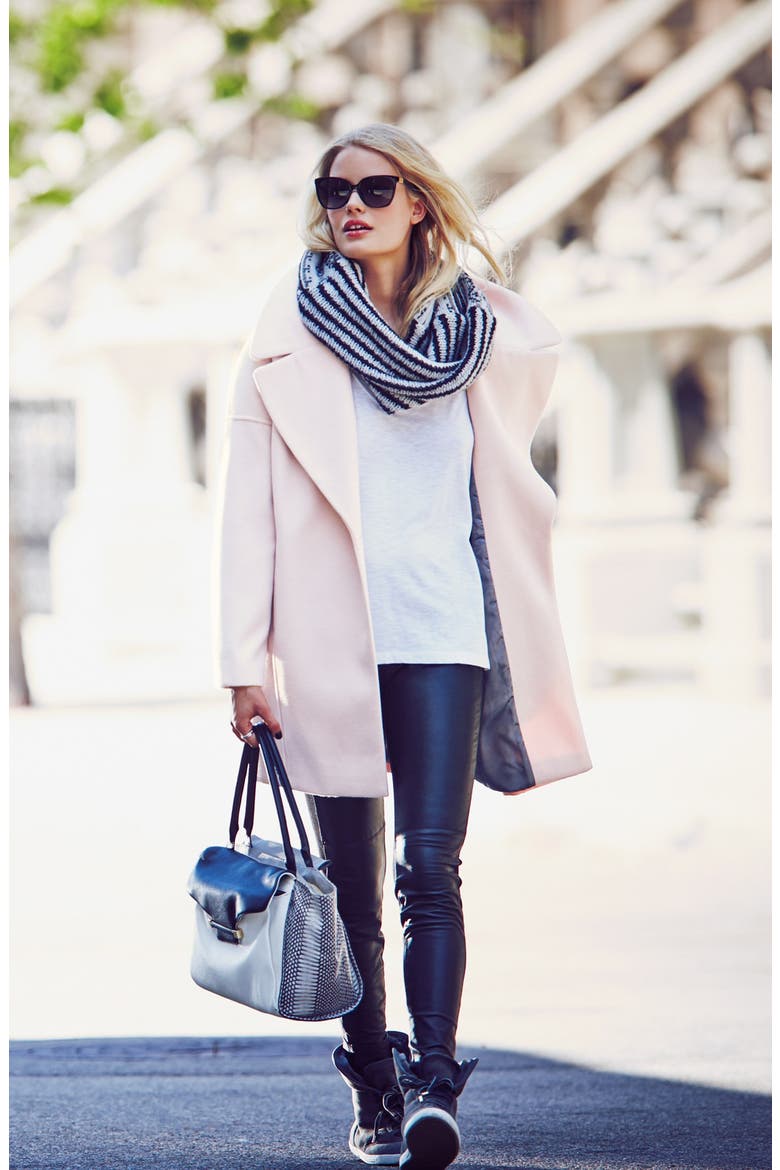 Oversize Collar Boyfriend Coat, Alternate, color, PINK