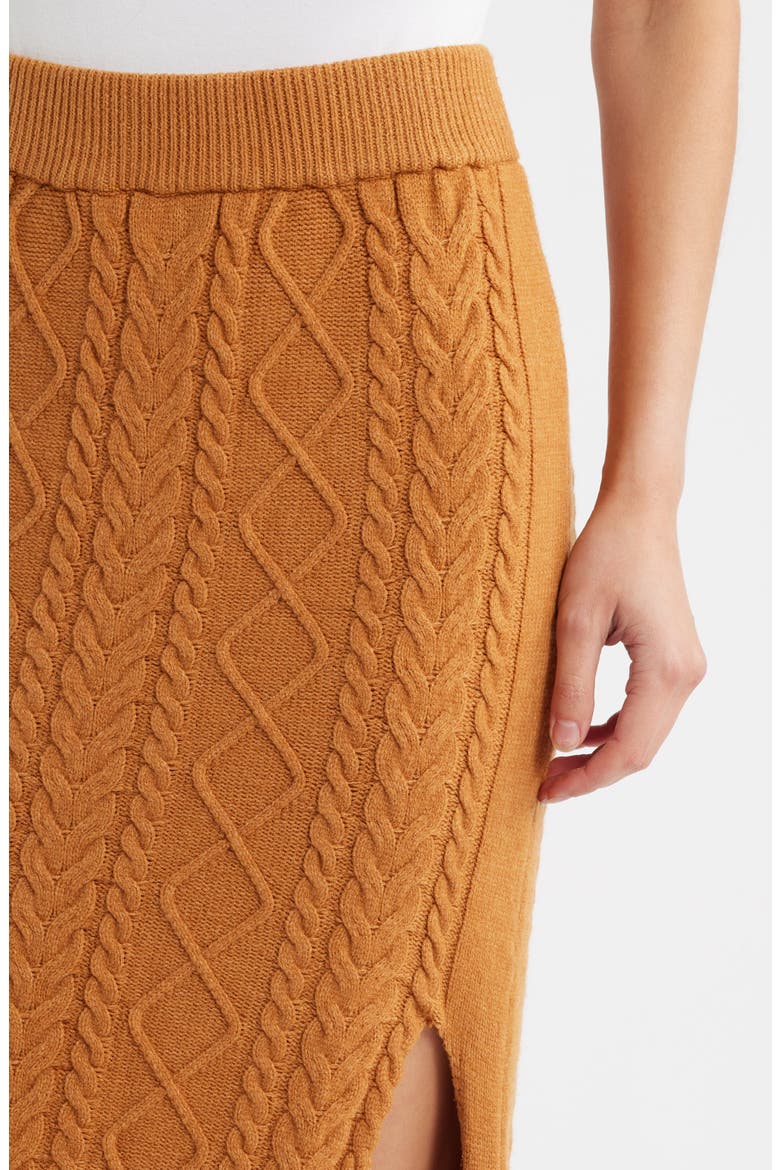 Cable Knit Maxi Sweater Skirt, Alternate, color, COGNAC