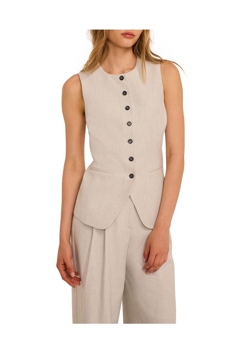 Tailored Waistcoat Sleeveless Button Down Top, Alternate, color, Grey