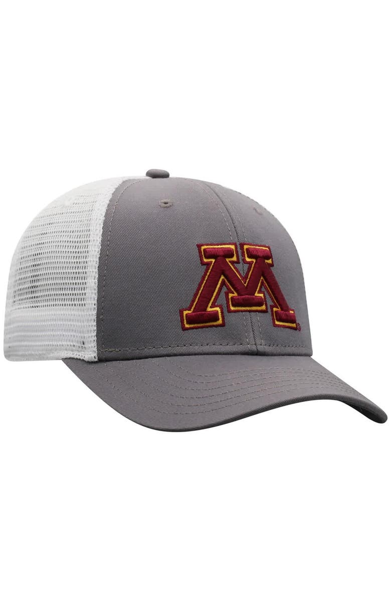 TOP OF THE WORLD Men's Top of the World Gray/White Minnesota Golden Gophers Victory Baseline Trucker Adjustable Hat, Alternate, color, Gray