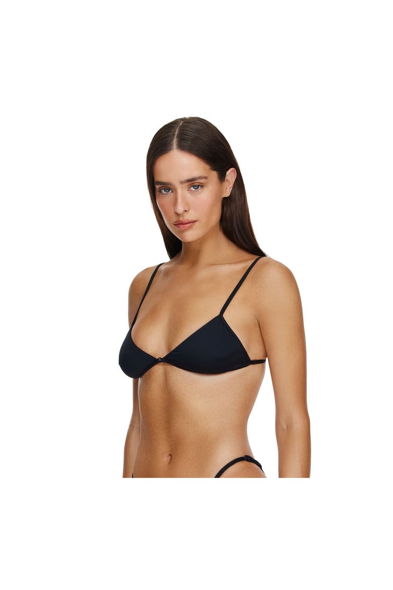 Midnight V-Neck Bikini Top, Alternate, color, Black